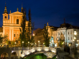 Buy Evening View of Franciscan Church, Presernov Trg Square and Triple Bidge, Ljubljana, Slovenia at AllPosters.com