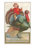 Jolly Thanksgiving, Boy Riding Turkey