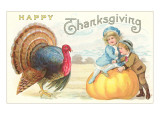 Children, Turkey and Pumpkin
