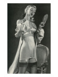 Lady in Underwear Applying Make-up
