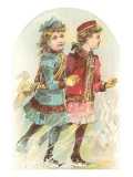 Two Victorian Girls Ice Skating