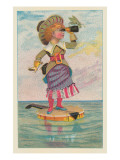 Buy Girl with Binoculars on Floating Banjo at AllPosters.com