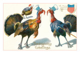 Thanksgiving Greetings, Turkeys in Hats