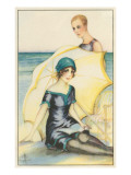 Couple on Beach in Swimming Costumes