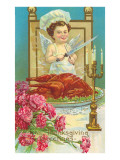 Buy Greetings, Cherub-Chef Preparing to Carve Turkey at AllPosters.com