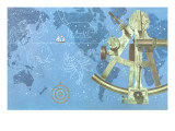 Map of World, Sextant, Constellations