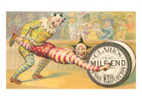 Victorian Clowns Using Spool as Wheel Barrow