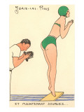 French Cartoon of Diving Lady, Now Smile