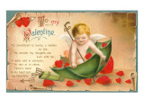 Valentine Poem, Cupid with Umbrella