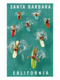 Surfers Paddling, Santa Barbara, California