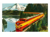 Train Through Rocky Mountains Premium Poster