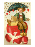 True Loves Greeting, Boy with Umbrella on Heart