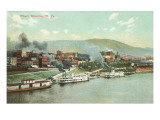 Wharf with Steamboats, Wheeling, West Virginia