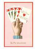 To My Valentine, Poker Hand of Hearts Straight Flush Poker Poster
