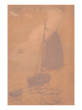 Gaff-Rigged Sailboat in Mist
