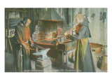 Monks in Blacksmith Shop, Santa Barbara Mission, California