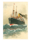 Steamship Hamburg-Amerika Crossing Ocean