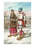 Exotic Couple on Snow Shoes