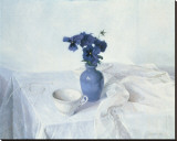 Pansies in a Blue Vase