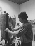 Artist Fritz Koenig Making a Sculpture