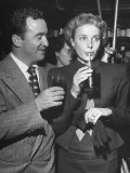 Laraine Day Having a Soft Drink with Her Husband at the Drugstore Party at Schwab's Pharmacy