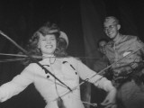 Rita Hayworth, Performing in a Magic Show for Soldiers Put Premium Photographic Print