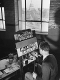 Buy A Man Painting a Macarthur Boulevard Sign in Honor of General Douglas Macarthur at AllPosters.com