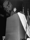 Polish Politician Edward Osubka-Morawski Addressing Mass Meeting of Communist-Socialist Bloc