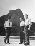 Artist Franklin Thomas Standing with Walt Disney on Brazilian Beach