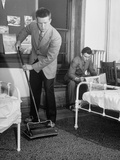 Students Cleaning Dorm Room, Part of New "Self-Help" Program as Prep School Adjusts to Wartime