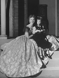 Actress Mary Martin Posing with Daughter Heller on Stage of Theatre Royal