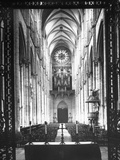 Amiens Cathedral Showing High Vaulted Arches, Rose Window in Distance, Sublime Gothic Expression