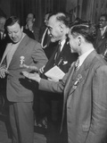 Walter P. Reuther, Jacob S. Potofsky, and James Carey Sharing a Moment at the Cio Convention
