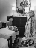 American Housewife Marjorie Mcweeney Watching Her Children Playing with Adult Clothes