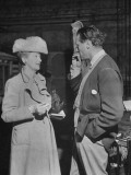 Director Carol Reed Talking with Columnist Hedda Hopper