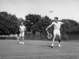 Tennis Players Jack Kramer and Ted Schroeder in Action