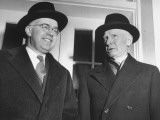 Polish Ambassador Oscar Lang Chatting with an Unidentified Man