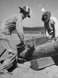 Cadets Operating Power-Driven Chain Saw in Preparation for Course at West Point