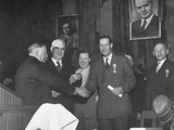 Secretary of Labor Maurice Tobin Being Greeted