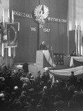 Polish Politician Edward Osubka-Morawski Addressing Mass Meeting of Communist-Socialist Bloc