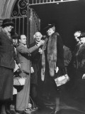 Buy Eleanor Roosevelt Speaking Via a Microphone Outside Canterbury Cathedral at AllPosters.com