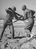 Two Members of the US Marine Raider Battalion Demonstrating Form of Bayonet Fighting