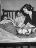 American Soldier and His Scottish Bride Being Served Tea in Bed on Morning after their Wedding