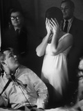 Barbra Streisand Hiding Face During Recording Session