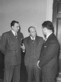 Karl Mundt Using Hand Gestures While Talking with George M. Fay