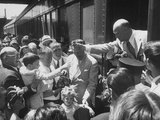 Upon His Arrival at the Gop Convention, Dwight D. Eisenhower Is Reaching Out to the Crowds