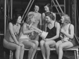 The Swimming Team, with Ann Curtis as a Member, Receiving a Trophy