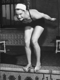 Swimmer Ann Curtis Preparing to Dive into Water