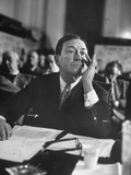Capitalist Benjamin F. Fairless Defending US Steel Against Monopoly Charges at Senate Hearing