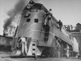 Soldiers Working on Locomotive